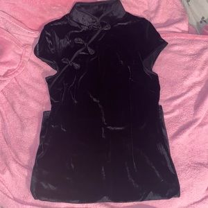 Black Velvet Cheongsam Dress